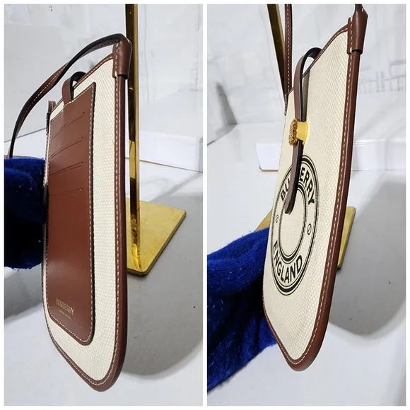 Burberry England sacoche canvas and calf leather crossbody bag Brown/Cre… - Picture 11 of 14